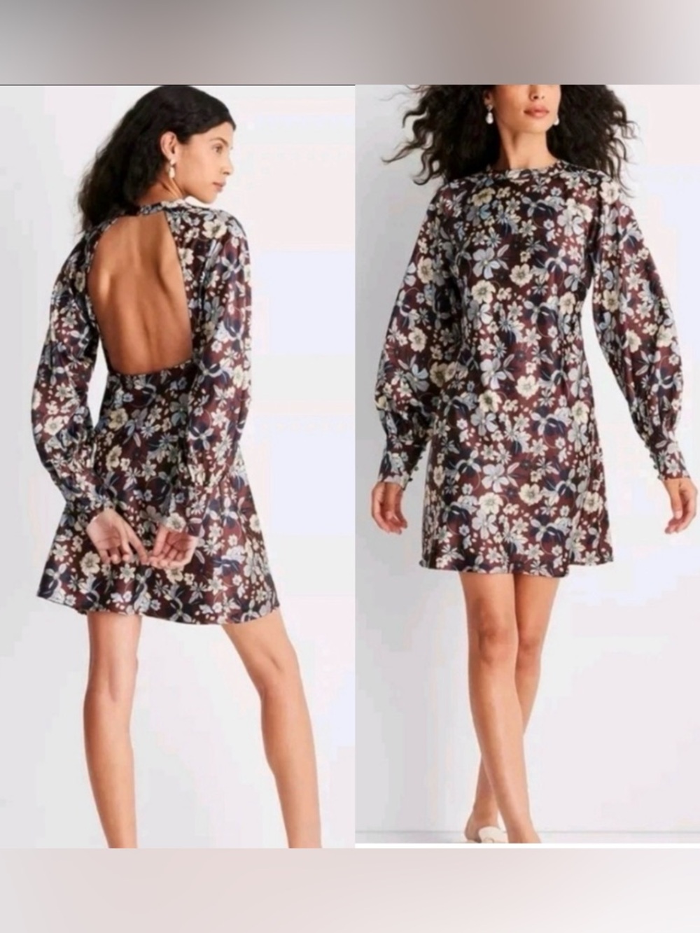 NWOT- Future Collective Silky Fit & Flare Open Back Floral Dress